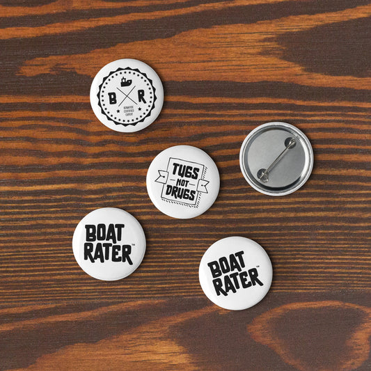 Official Boat Rater Set of Pin Buttons